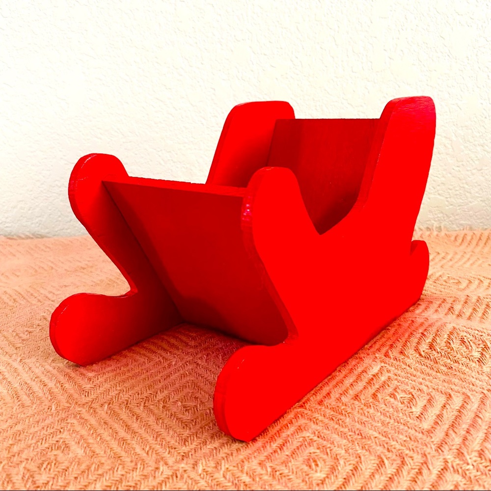 Santa’s sleigh, wood, red